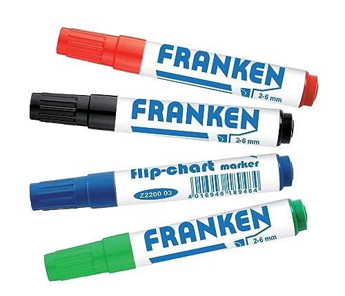 Franken Gmbh Z2203 - Pennarello A Fogli Mobili, Spessore Tratto: 2-6 Mm, 4 Pezzi, Colori Assortiti
