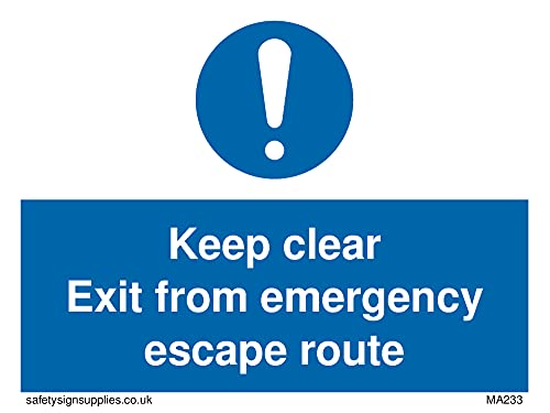 Confezione Da 5 – Keep Clear Exit From Emergency Escape Route Sign – 100 X 75 Mm – A7L