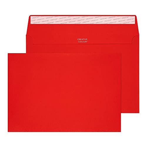 Design Range Vibrant 306 - Buste C5 Con Chiusura Adesiva, 120 G/Mq, Confezione Da 500, Colore: Rosso