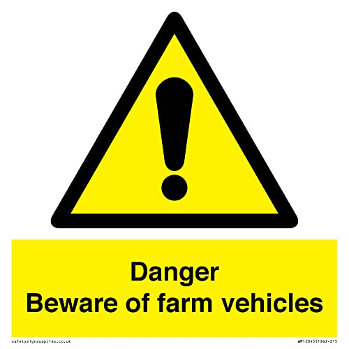 Danger Beware Of Farm Vehicles, Cartello 150 X 150 Mm, S15