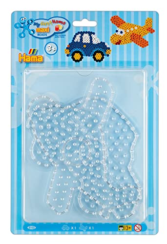 Hama - Blister 2 Piastre: Auto E Aereo - Per Perline Da Stirare Taglia Maxi - Tempo Creativo