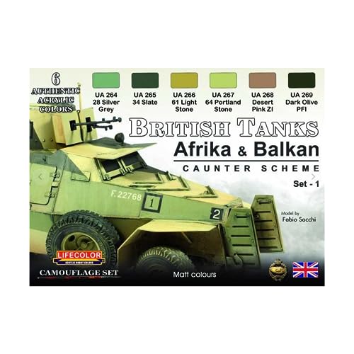 Set Di Colori Acrilici Lifecolor Cs43 British Tanks Africa & Balkan Caunter Scheme Set 1