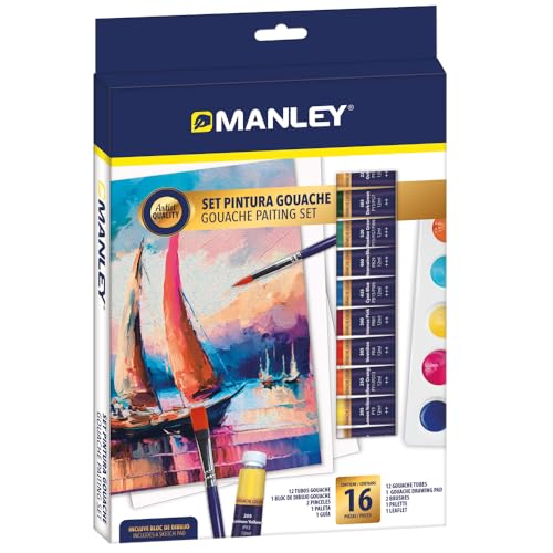 Manley Set Di Colori A Guazzo 16 Pezzi | Ideale Per Artisti Principianti | Pittura A Guazzo Di Qualità Artistica | Colori Intensi E Facili Da Miscelar