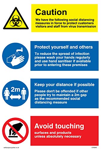 Viking Signs Social Distancing Measure For Retail And Business Sign – Plastica Semi-Rigida 1 Mm