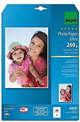 Sigel Ip672 Carta Fotografica, Inkjet Satinata, A4, 260 G, 20 Fg