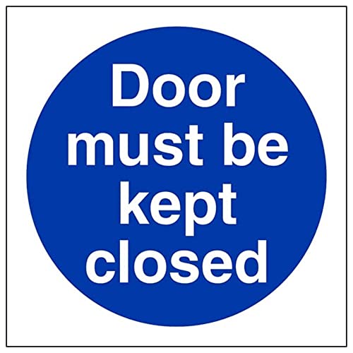V Safety Cartello Di Sicurezza Magnetico Con Scritta "Door Must Be Kept Closed", 100 X 100 Mm