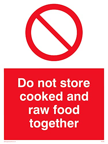 Confezione Da 5 – Cartello "Do Not Store Cooked And Raw Food Together", 150 X 200 Mm, A5P