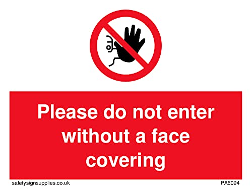 Confezione Da 5 – Please Do Not Enter Without A Face Covering Sign – 100 X 75 Mm – A7L