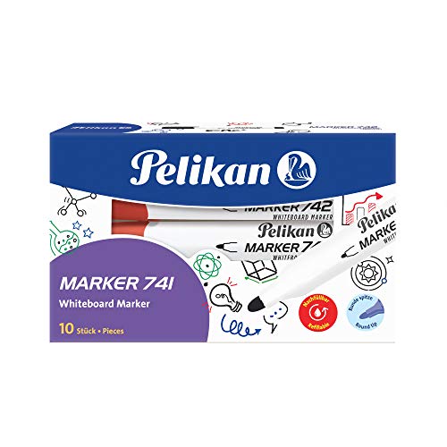 Pelikan 817998 - Pennarelli 741 Con Stoppino Rotondo, 10 Pezzi, In Scatola Pieghevole