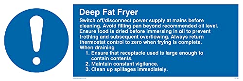 Confezione Da 5 – Segno Per Friggitrice Con Scritta “Deep Fat Friggitrice” – 300 X 100 Mm – L31