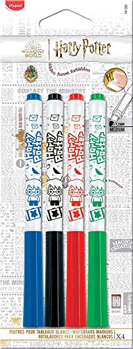 Maped - 4 Pennarelli Sottili Cancellabili Marker'Peps - Pennarelli Sottili Cancellabili A Secco Harry Potter - Ardesie E Quadri Bianchi - 4 Colori: Bl