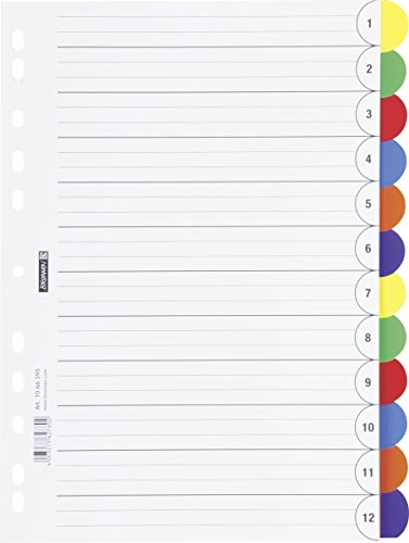Brunnen - Divisorio Per Raccoglitore Ad Anelli “Office To Go”, In Polipropilene, Formato A4, 225 X 297 Mm, Confezione Da 12 Pezzi