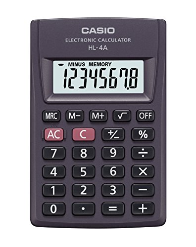 Casio Hl-4A Calcolatrice Tascabile Antracite Display 8 Cifre