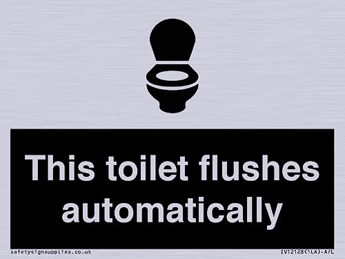 Cartello "This Toilet Flushes Automatically Sign", 100 X 75 Mm, Formato A7L
