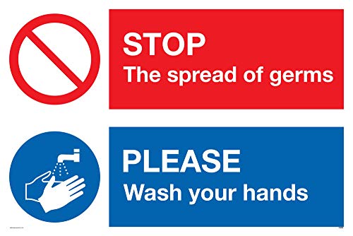 Stop Germs Please Wash Your Hands Sign – Plastica Semirigida 1 Mm