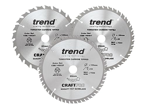 Trend Craftpro Con Lame Media E Media/Fine Lame Per Sega Finish Tct, Per Seghe Circolari Dewalt Dc390, Dwe007, Dcs391, Dc391N, 165 Mm X 24 E 40 Denti