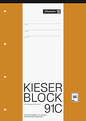 Baier & Schneider - Blocco Di 50 Fogli Di Carta Da Lettere, Con Margine, Formato A4, Per Conti, Colore: Bianco