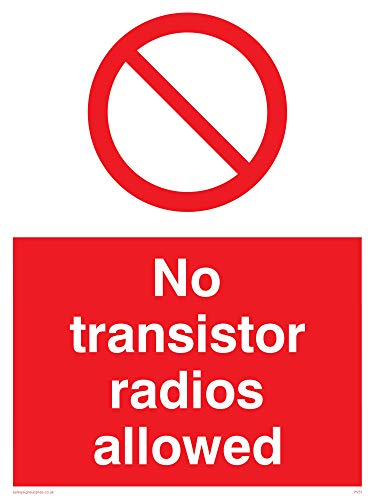 Viking Segni Pv51-A3P-Ac "No Transistor Radio Allowed" Sign, Composito Di Alluminio, 400 Mm Altezza X 300 Mm Larghezza