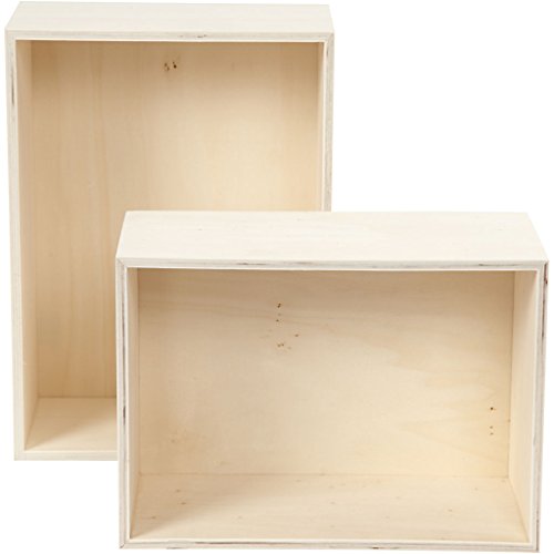 Scatole Portaoggetti, Rettangolari, H: 27+31 Cm, W: 19,5+22,5 Cm, Compensato, 2 Pezzi, Profondità 12,5 Cm