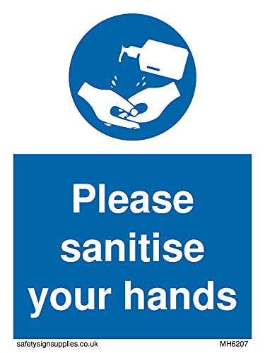 Confezione Da 5 – Cartello"Please Sanitise Your Hands – 75 X 100 Mm – A7P