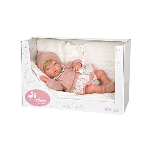 Bebe Reborn Abril 40 Cm. Manta Rosa