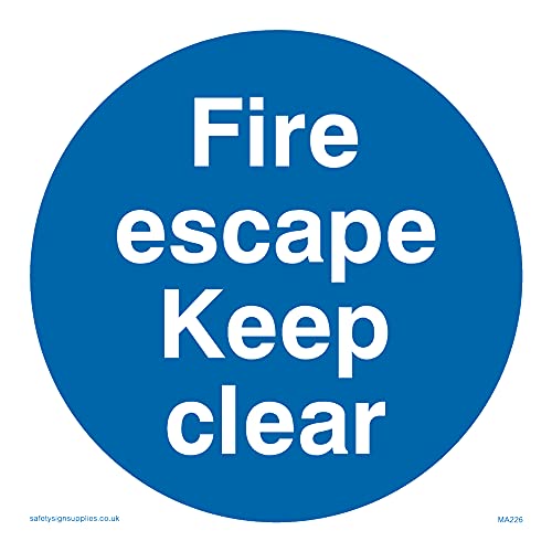 Confezione Da 5 – Segnale Fire Escape Keep Clear – 100 X 100 Mm – S10