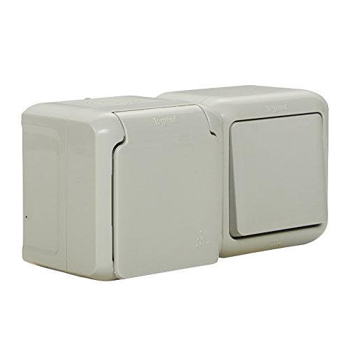 Legrand 782391 Forix Ambienti Umidi Aufputz Interruttore Combinazione (Orizzontale) Ip44, Presa Con Contatto Di Protezione & Coperchio, Per Il Montagg