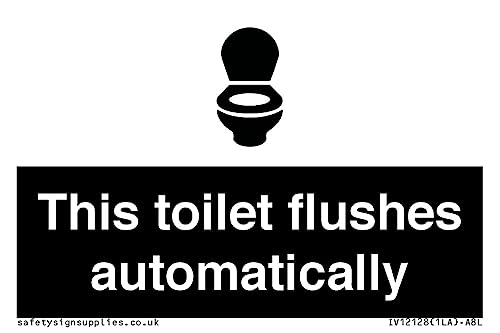 Cartello Con Scritta "This Toilet Flushes Automatically – 75 X 50 Mm – A8L