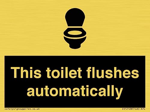 Cartello "This Toilet Flushes Automatically Sign", 100 X 75 Mm, Formato A7L