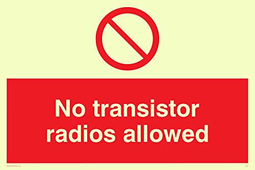 Viking Segni Pv51-A4L-P "No Transistor Radio Allowed" Sign, Plastica, Semirigida, 200 Mm Altezza X 300 Mm Larghezza Fotoluminescenti