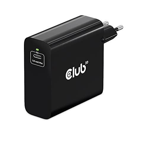 Club3D Cac-1914 - Caricabatterie Da 140 Watt, Tecnologia Gan, Connettore Singolo, Usb Tipo C, Power Delivery (Pd) 3.1