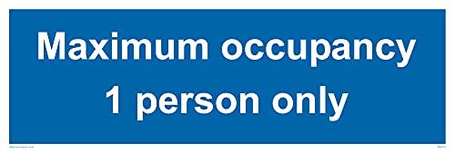 Confezione Da 5 – Numero Massimo Di Occupancy 1 Person Only Sign – 150 X 50 Mm – L15