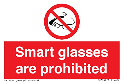 Cartello Con Scritta "Smart Glasses Are Vieted" – 75 X 50 Mm – A8L