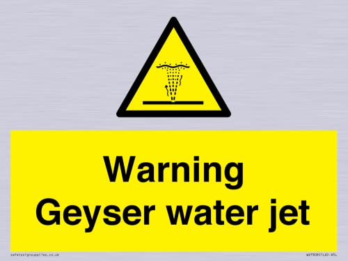 Cartello Con Scritta "Warning Geyser Water Jet", 200 X 150 Mm, Formato A5L