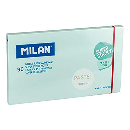 Bloc 90 Notas Super Adhesivas Azul Pastel 76X127Mm Milan