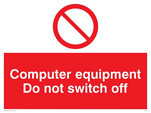 Viking Segni Pv52-A3L-3 M "Apparecchiature Informatiche Do Not Switch Off" Sign, 3 Mm, Plastica Rigida, 300 Mm Altezza X 400 Mm Larghezza
