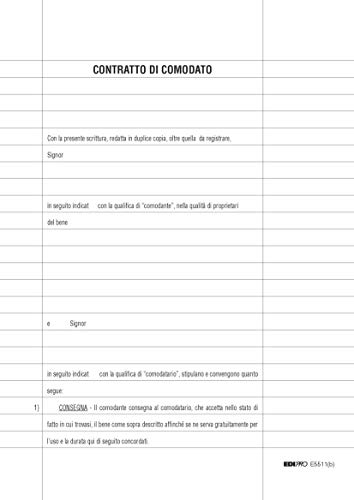 Edipro - E5511 - Contratto Di Comodato F.To 29,7X21