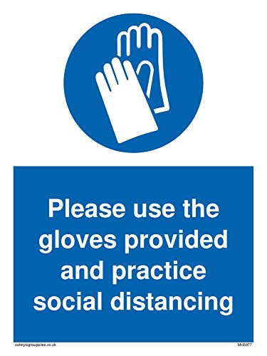 Vichingo Signs Please Use The Gloves Provided And Practice Social Distancing Sign – Vinyl/Sticker