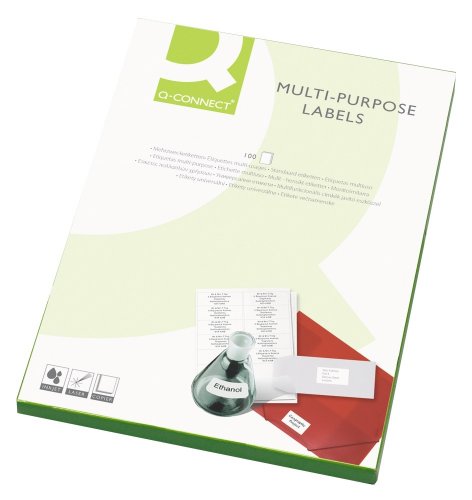 Q-Connect Kf02246 Etichette Multifunzione, 64X33.9 Mm, 4 X Foglio A4, Confezione Da 500, Colore Bianco, White, Confezione Da 100