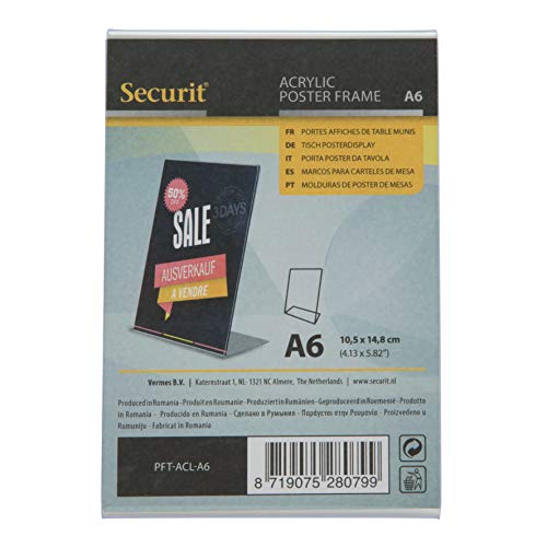 Securit Porta Poster Da Tavola In Acrilico Retto A L - Formato A6