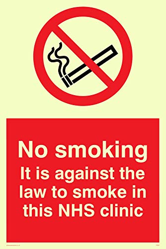 Viking Segni Ps984-A4P-P "No Smoking. 'Contro La Legge Di Fumare In Questo Nhs Clinic "Sign, Plastica, Semirigida, 300 Mm Altezza X 200 Mm Larghezza F