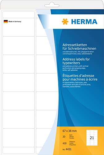 Herma Address Labels On A4 Sheets 67X38 420 Pcs. Rounded Corners