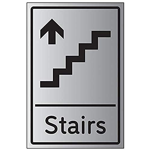 Vsafety Stairs Arrow Up Sign – 150 X 200 Mm – Autoadesivo Effetto Alluminio