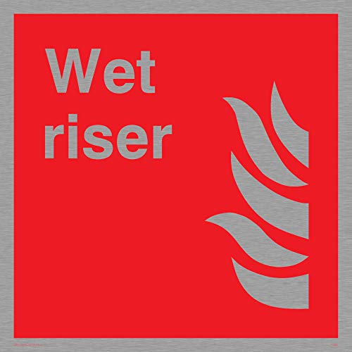 Viking Segni Fv367-S20-Ms "Wet Riser" Sign, 1 Mm, In Acciaio Inox, 200 Mm Altezza X 200 Mm Larghezza