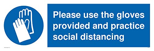 Vichingo Signs Please Use The Gloves Provided And Practice Social Distancing Sign – Vinile/Sticker