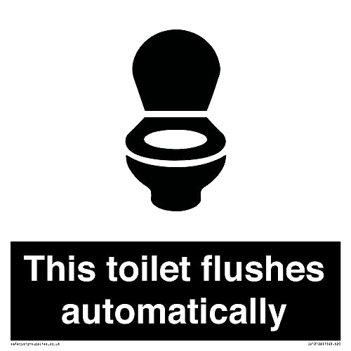 Cartello "S20", 200 X 200 Mm, Con Scritta In Lingua Inglese "This Toilet Flushes Automatically Flushes Automatically Sign
