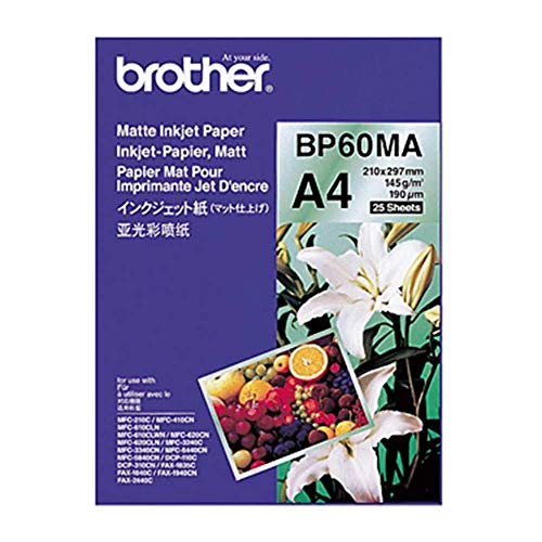 Brother Bp60Ma Confezione Da 25 Fogli Carta Originale Opaca, Formato A4, 145 G/M²
