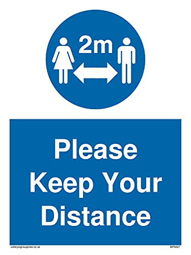 Confezione Da 5 – Cartello Con Simbolo"Please Keep Your Distance Withsocial Distancing", 150 X 200 Mm, Formato A5P