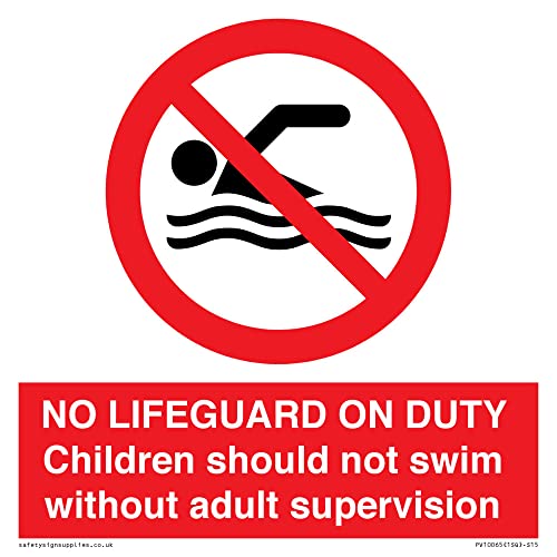 Cartello Con Scritta"No Lifeguard On Duty" – 150 X 150 Mm – S15