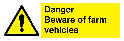 Danger Beware Of Farm Vehicles, Cartello 300 X 100 Mm, L31